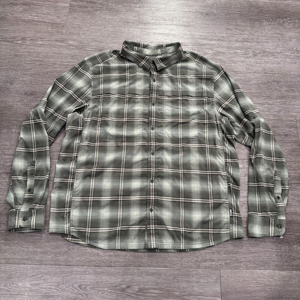 REI Gray Plaid Casual Button Down Shirt